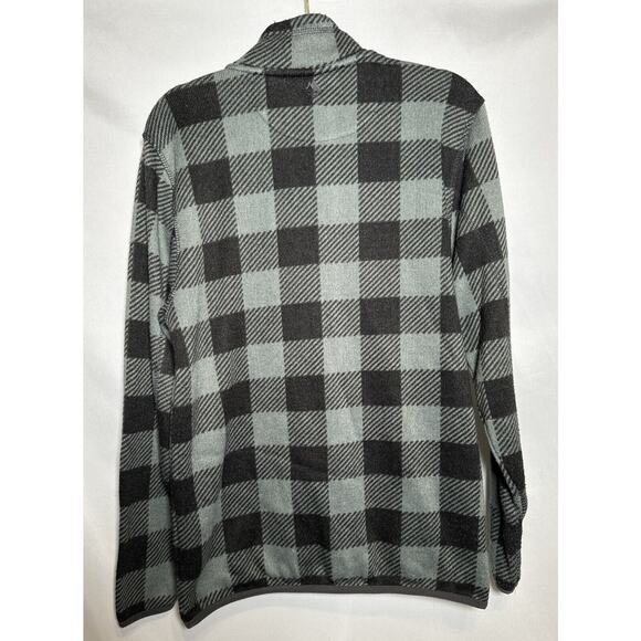 Ocean Coast Men's Medium Green Gray Black Plaid Quarter Zip Pullover Fleece - Picture 5 of 7